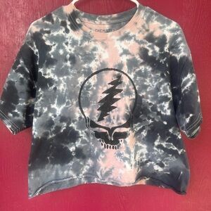Chemistry Grateful Dead Tie-Dye Skull Shirt - Black and Pink